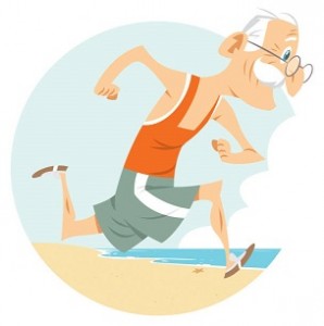 Vector old man jogging